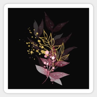 Pink and Gold Botanical Leaf Design Sticker